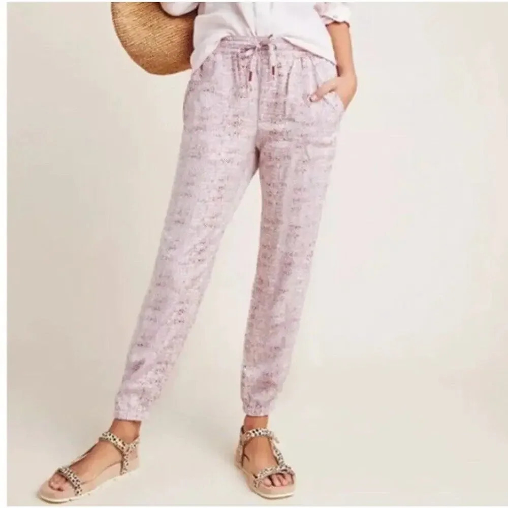 Anthropologie‎ Orana Printed Joggers Pink Snakeskin Print Pants Women’s Size XS